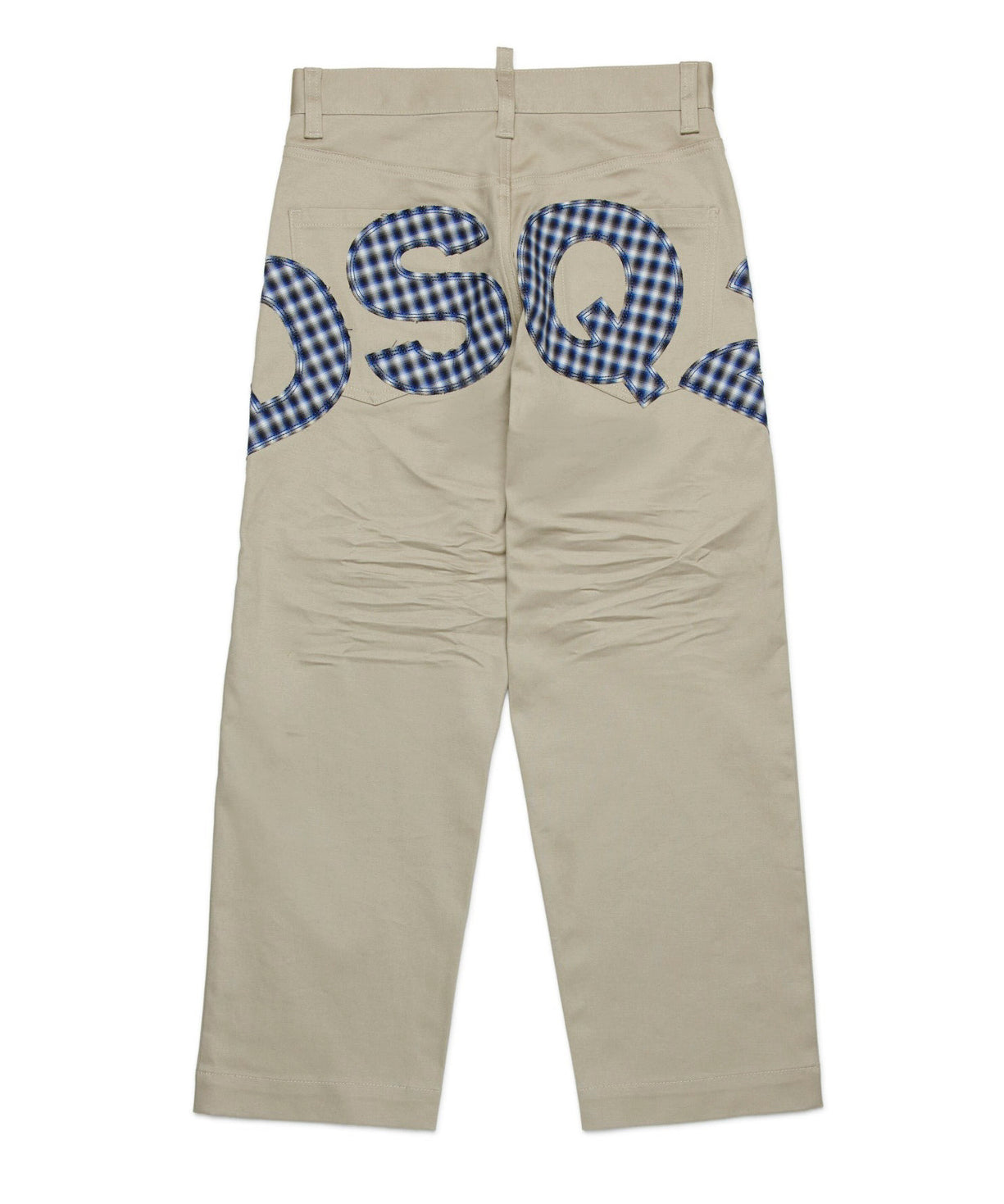 Dsquared2 Kids Pantaloni Beige con Logo Quadri per Bambini (retro)