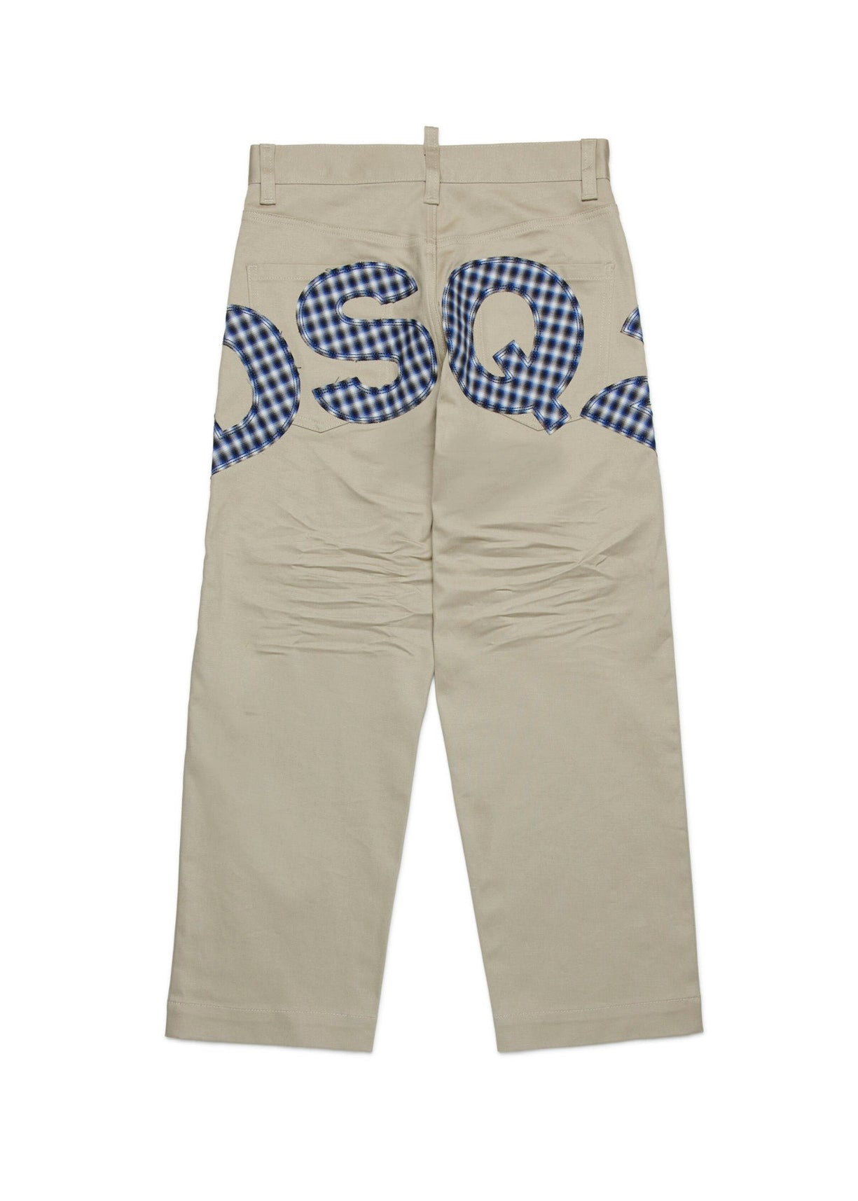 Dsquared2 Kids Pantaloni Beige con Logo Quadri per Bambini (retro)