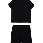 Moschino Kids Set 2pz. Completo T-shirt Avorio con Stampa e Short Abbinati neri Unisex per Neonati