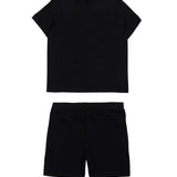 Moschino Kids Set 2pz. Completo T-shirt Avorio con Stampa e Short Abbinati neri Unisex per Neonati