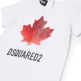 Dsquared 2 Kids Tutina Bianca con Stampa Logo Foglia D'acero per Neonati