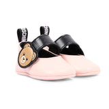 Moschino Kids Scarpine Rosa con Teddy e Chiusura a Strappo per Neonate