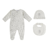 Roberto Cavalli Kids Set Neonato Tutina+Cappellino+Bavetta Fantasia Perla per Neonati