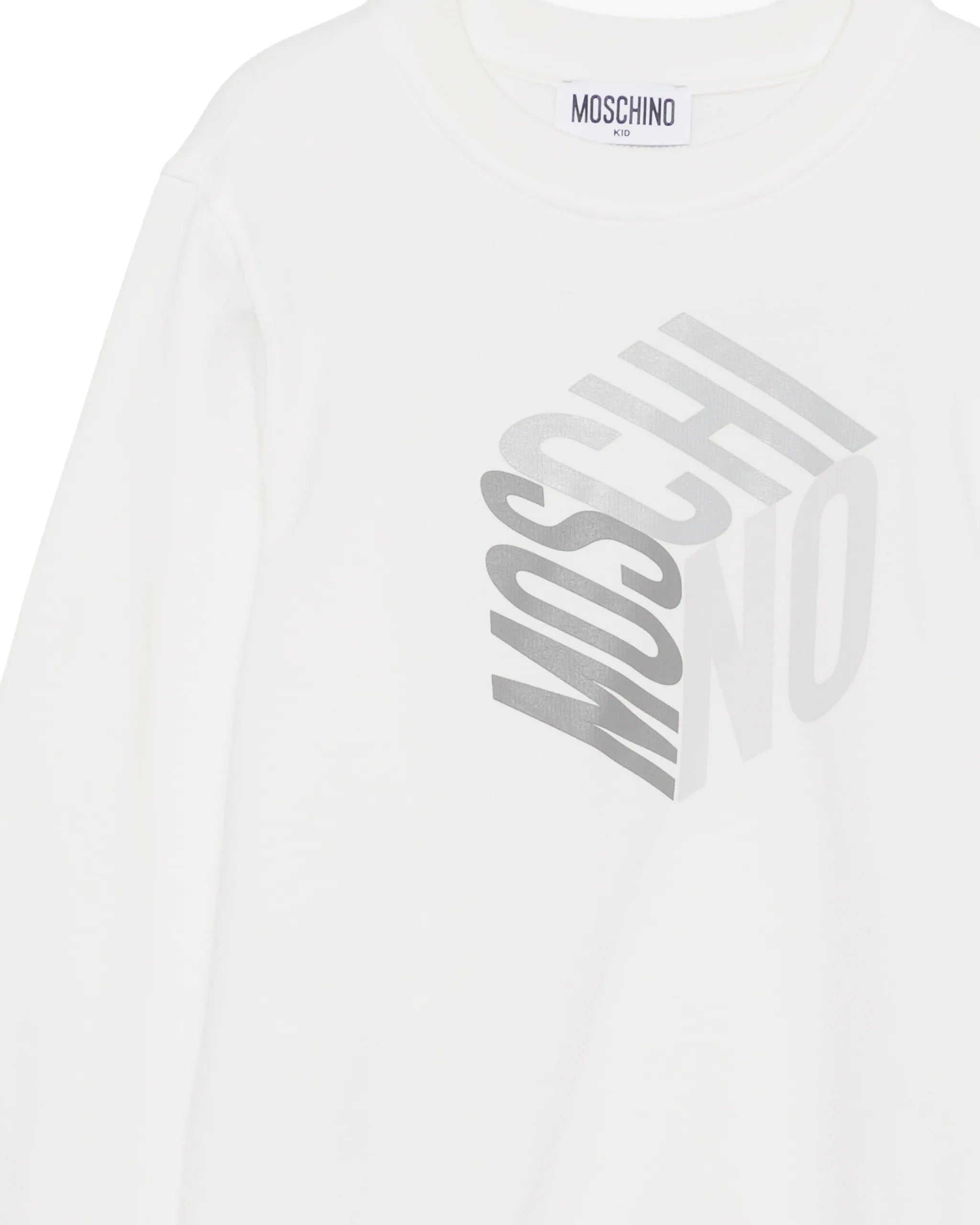 Moschino Kids Felpa Panna Girocollo con Stampa Logo 3D per Bambini o Bambine