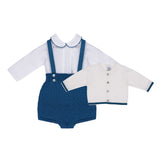 Marlù Completo 3pz Bianco/Blu per Neonati