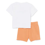 Lacoste Kids Completo Bianco e Arancio con Stampa Logo per Neonati