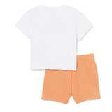 Lacoste Kids Completo Bianco e Arancio con Stampa Logo per Neonati