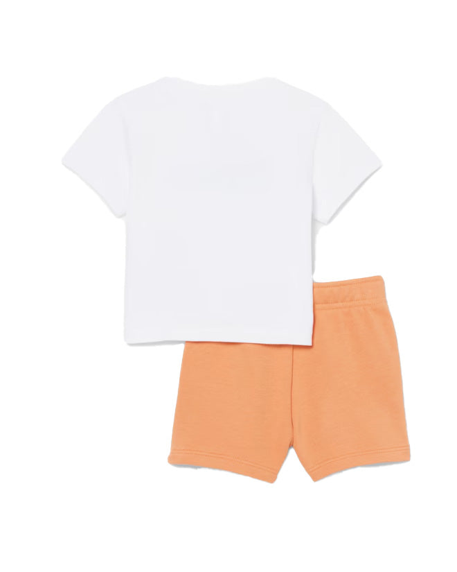 Lacoste Kids Completo Bianco e Arancio con Stampa Logo per Neonati