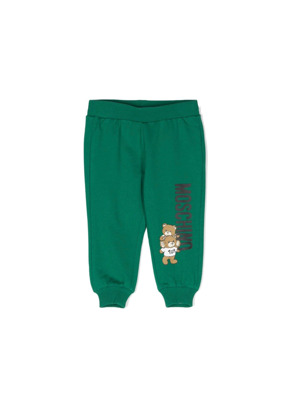 Moschino Kids Pantaloni in Tuta Verdi con Teddy Bear per Neonati