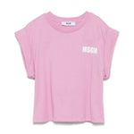 MSGM Kids T-shirt Rosa con Stampa per Bambine fronte