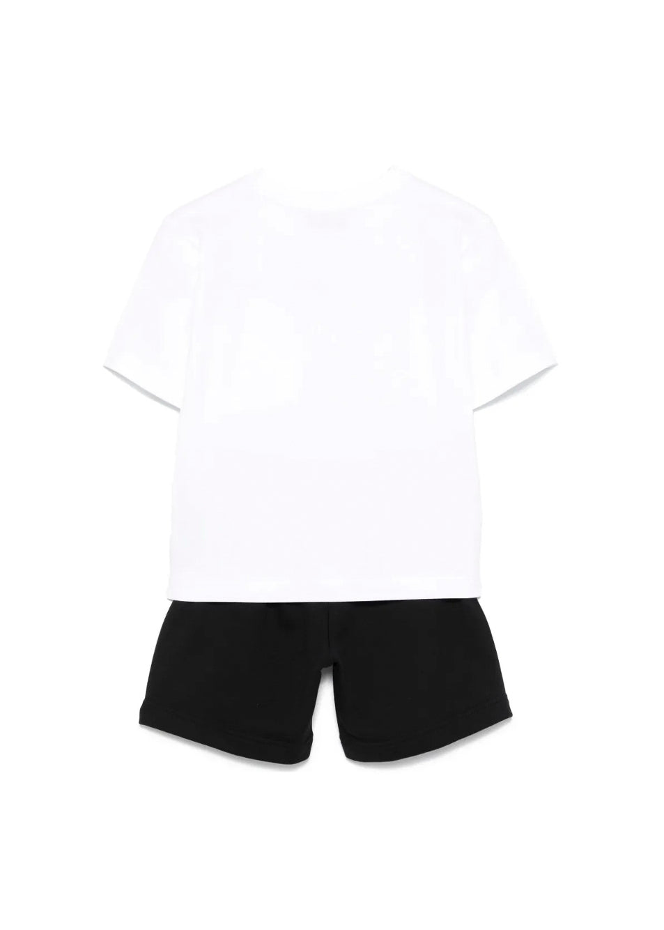 Moschino Kids T-Shirt Bianca con Shorts Neri con Stampa per Bambini