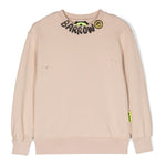Barrow Kids Felpa Girocollo Beige con Stampa Logo frontale