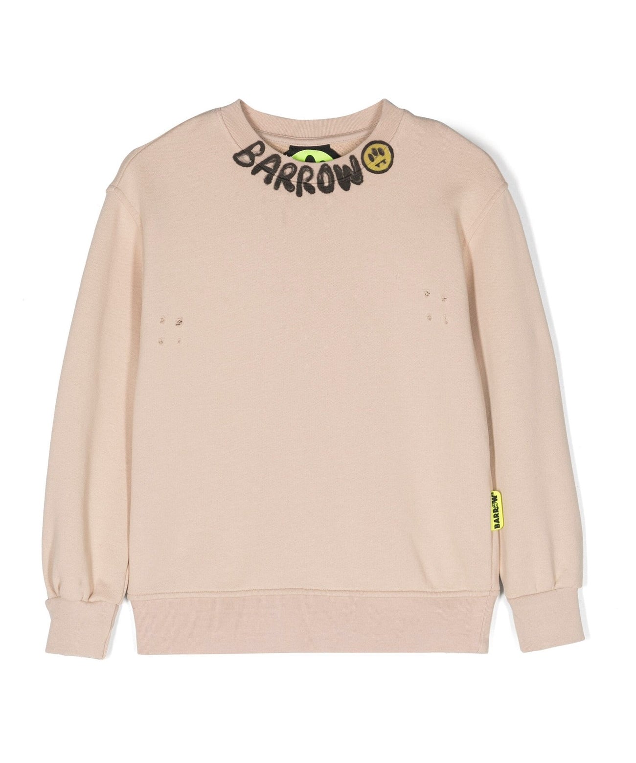 Barrow Kids Felpa Girocollo Beige con Stampa Logo frontale