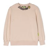 Barrow Kids Felpa Girocollo Beige con Stampa Logo frontale