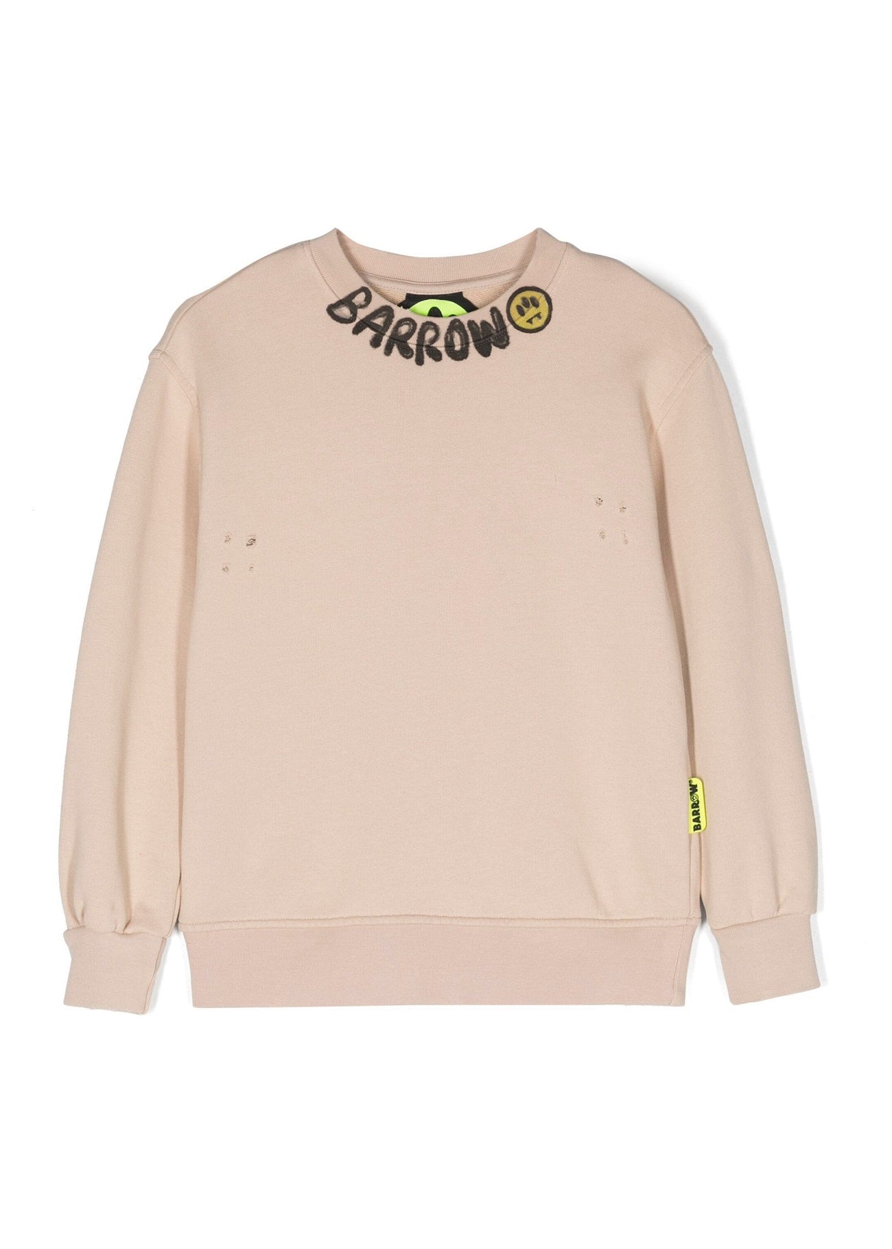 Barrow Kids Felpa Girocollo Beige con Stampa Logo frontale