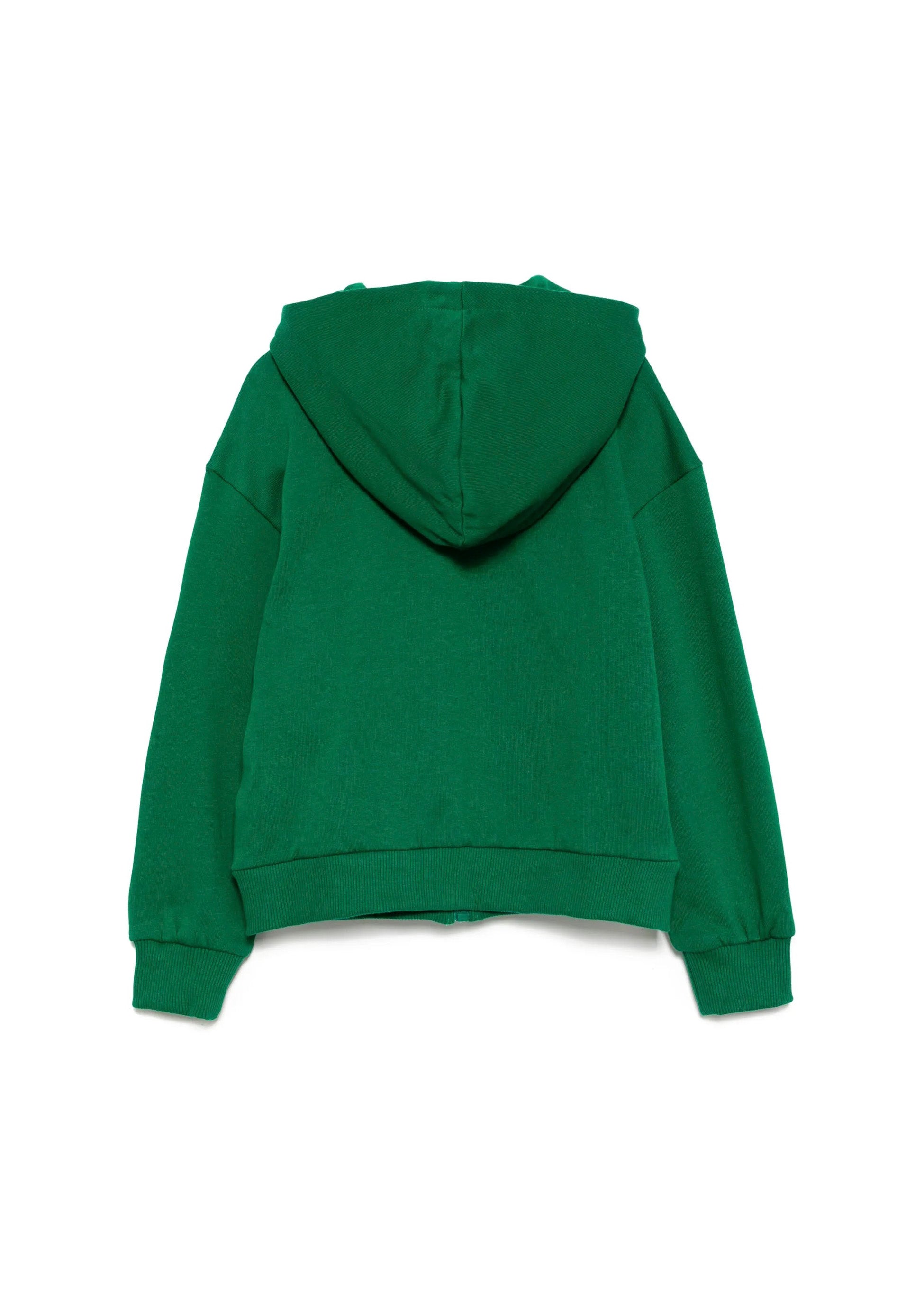 Moschino Kids Felpa Verde con Cappuccio e Zip per Bambini