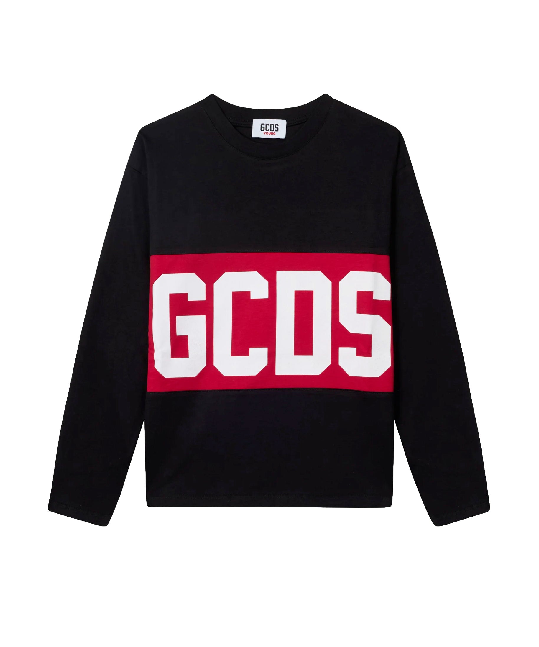 Gcds Kids T-Shirt a Maniche Lunghe con Banda Logata Rossa Unisex