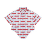 Moschino Kids Camicia Celeste con Stampa All Over Rosso per Bambini