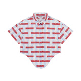 Moschino Kids Camicia Celeste con Stampa All Over Rosso per Bambini