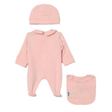Moschino Kids Tutina + Cappello Rosa con Ricami Teddy per Neonate
