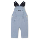 Boss Kids Salopette Azzurra con Logo per Neonati 