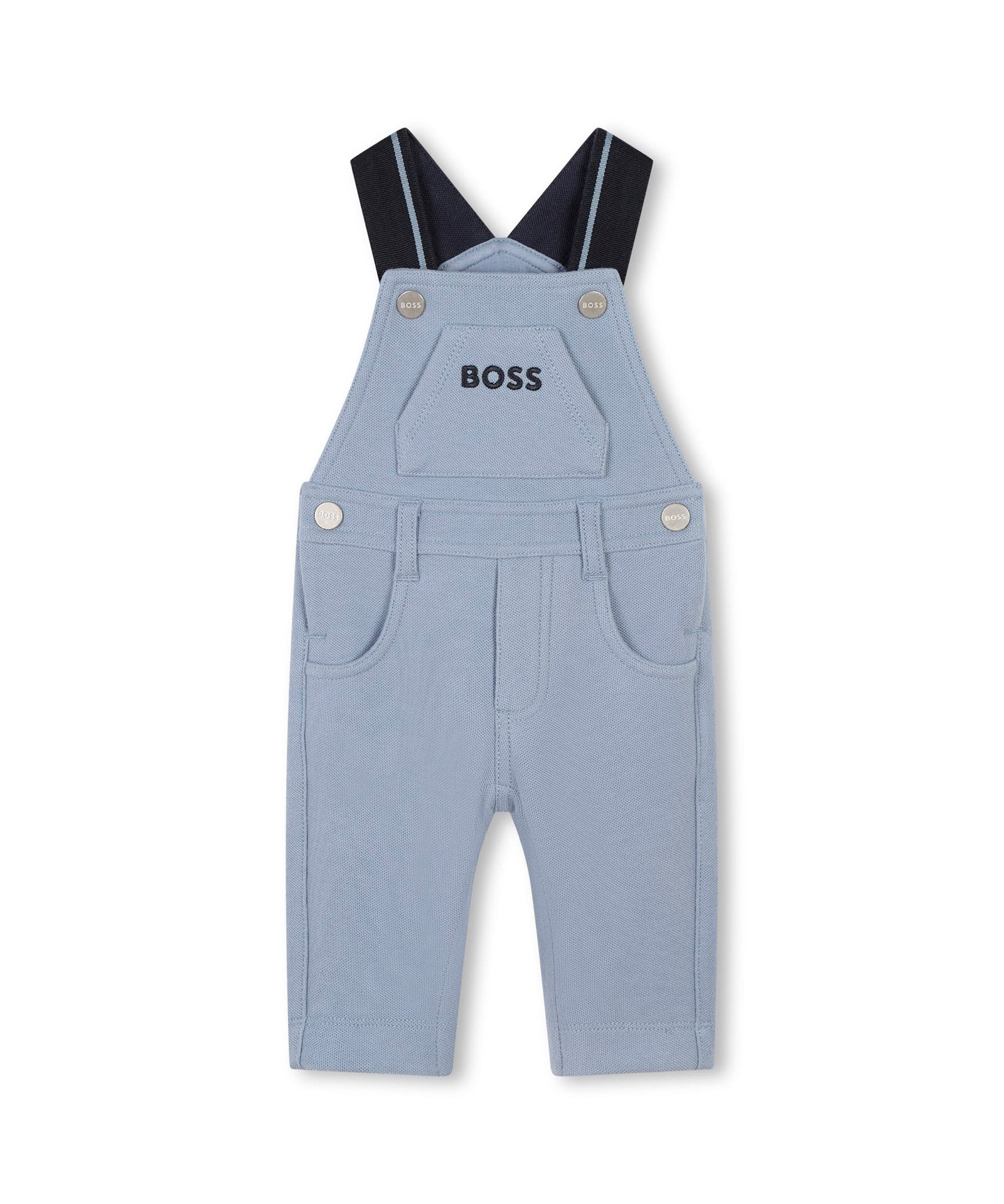 Boss Kids Salopette Azzurra con Logo per Neonati 
