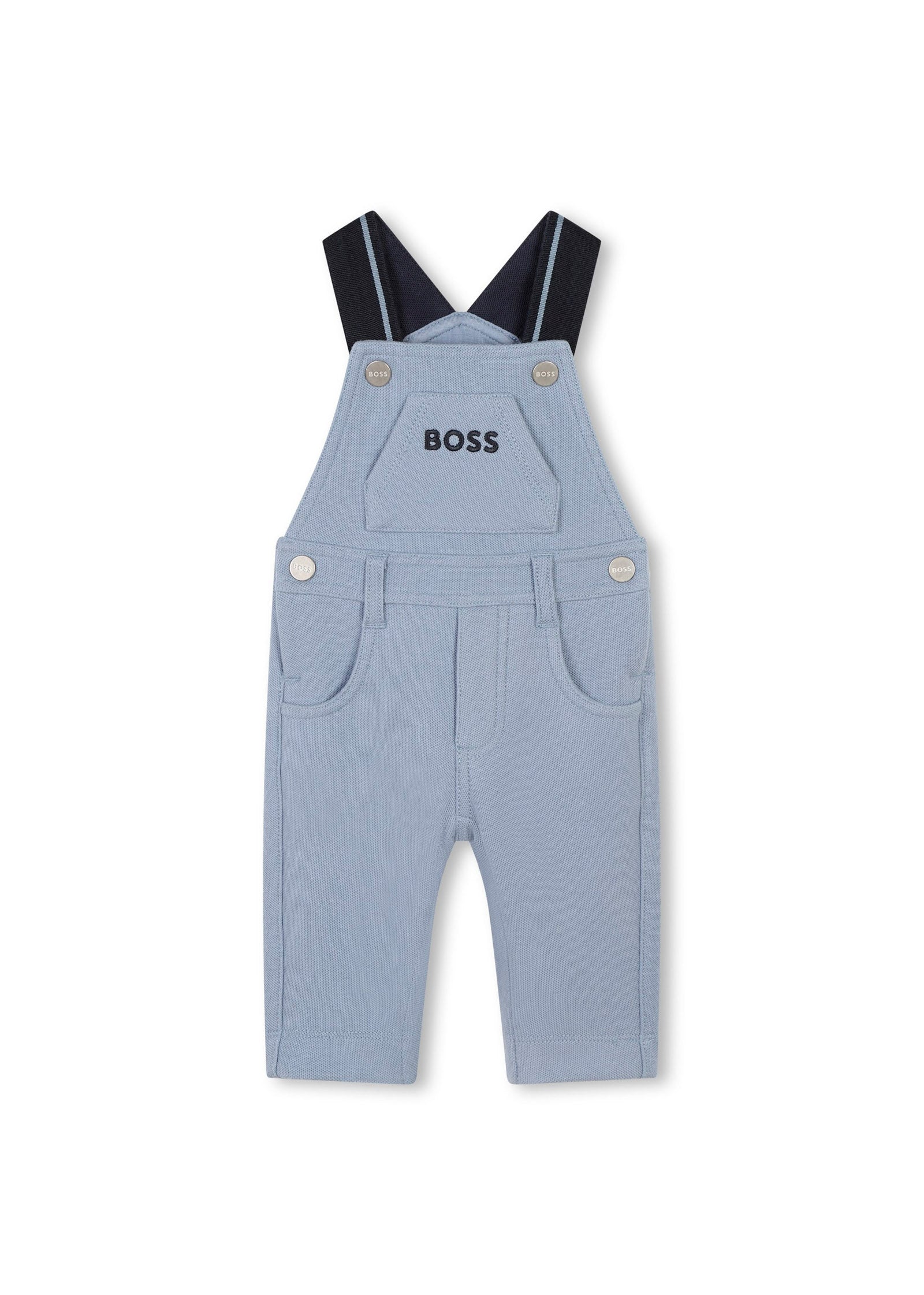 Boss Kids Salopette Azzurra con Logo per Neonati 