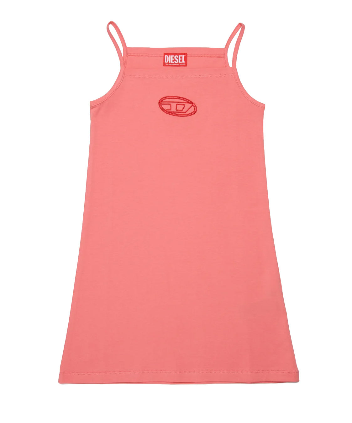 Diesel Kids Abito Corallo con Logo Oval-D per Bambine