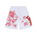 Sprayground Kids Bermuda Bianco con Stampa Rosso per Bambini
