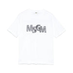 MSGM Kids T-shirt Bianca con Ricamo Logo per Bambini fronte