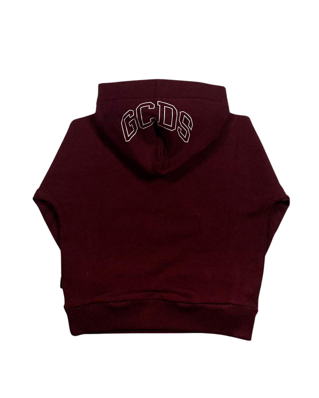 Gcds Kids Felpa con Cappuccio Bordeaux con Stampa Logo per Bambini