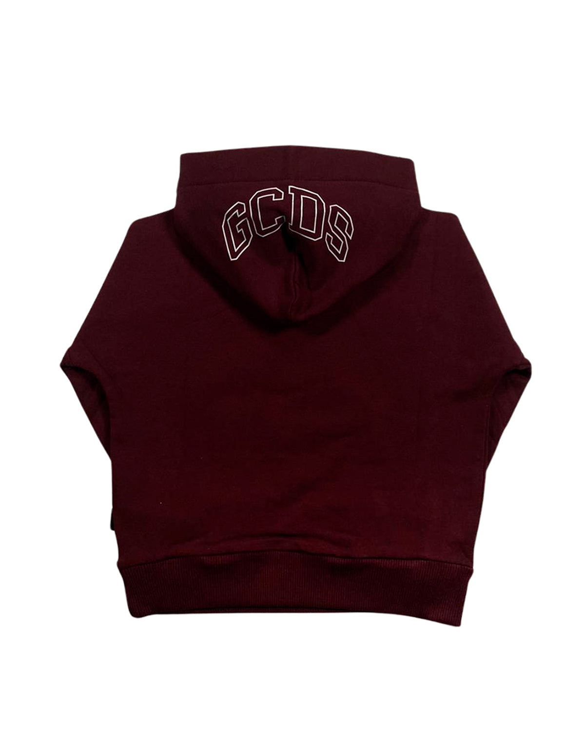 Gcds Kids Felpa con Cappuccio Bordeaux con Stampa Logo per Bambini