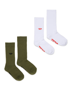 Diesel Kids Set Calzini Bianchi/Verdi con Logo a Contrasto Unisex bini