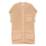 Pinko Kids Gilet Tricot Sabbia con Tasche per Bambine