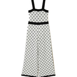 Twinset Kids Tuta in Filo Bianco/Nero con Logo Jacquard per Bambine