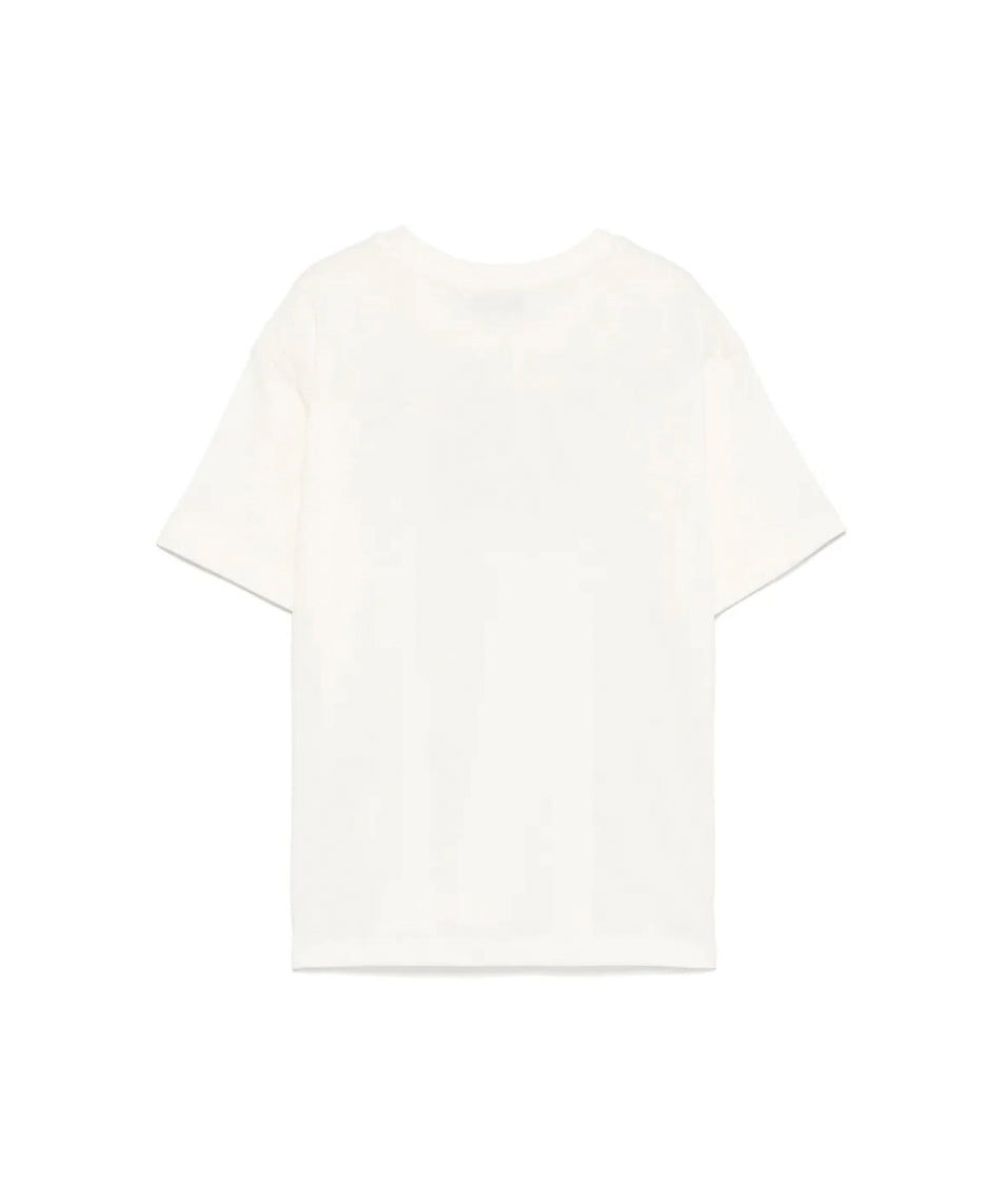 MSGM Kids T-shirt Crema con Stampa Logo per Bambini retro