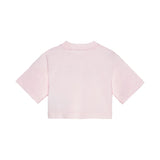 Palm Angels Kids T-Shirt Crop Rosa con Stampa Logo Arricchita di Strass per Bambine