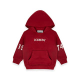 Iceberg Kids Felpa Rossa con Cappuccio e Dettagli a Contrasto e Logo Frontale Unisex per Neonati