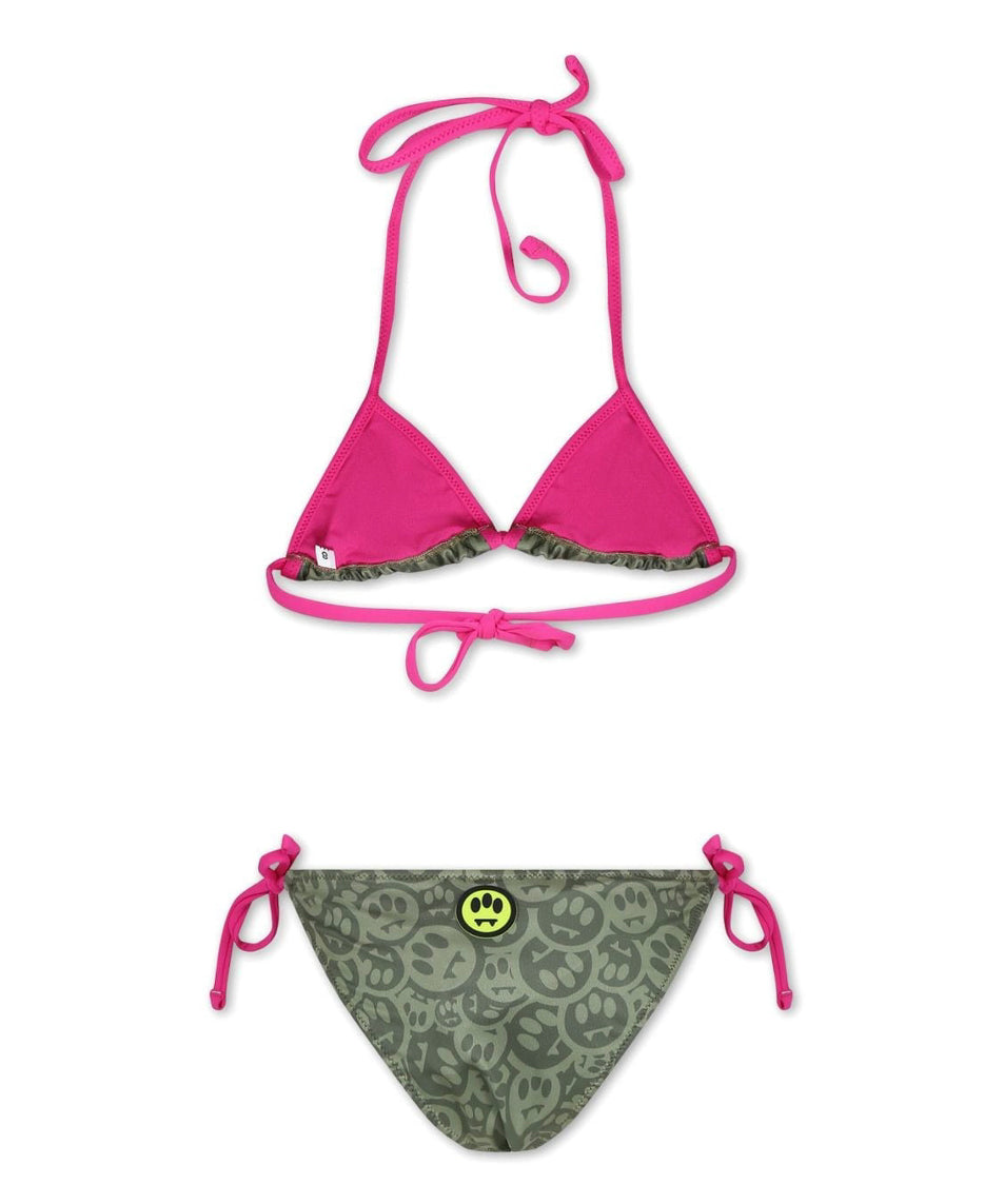 Barrow Kids Bikini Verde Militare con Logo Smiles All-over