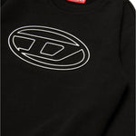 Diesel Kids Felpa Girocollo Nera con Oval D per Bambini ( dettaglio)