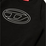 Diesel Kids Felpa Girocollo Nera con Oval D per Bambini ( dettaglio)