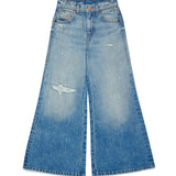 Diesel Kids Pantalone in Denim a Fondo Ampio per Bambine
