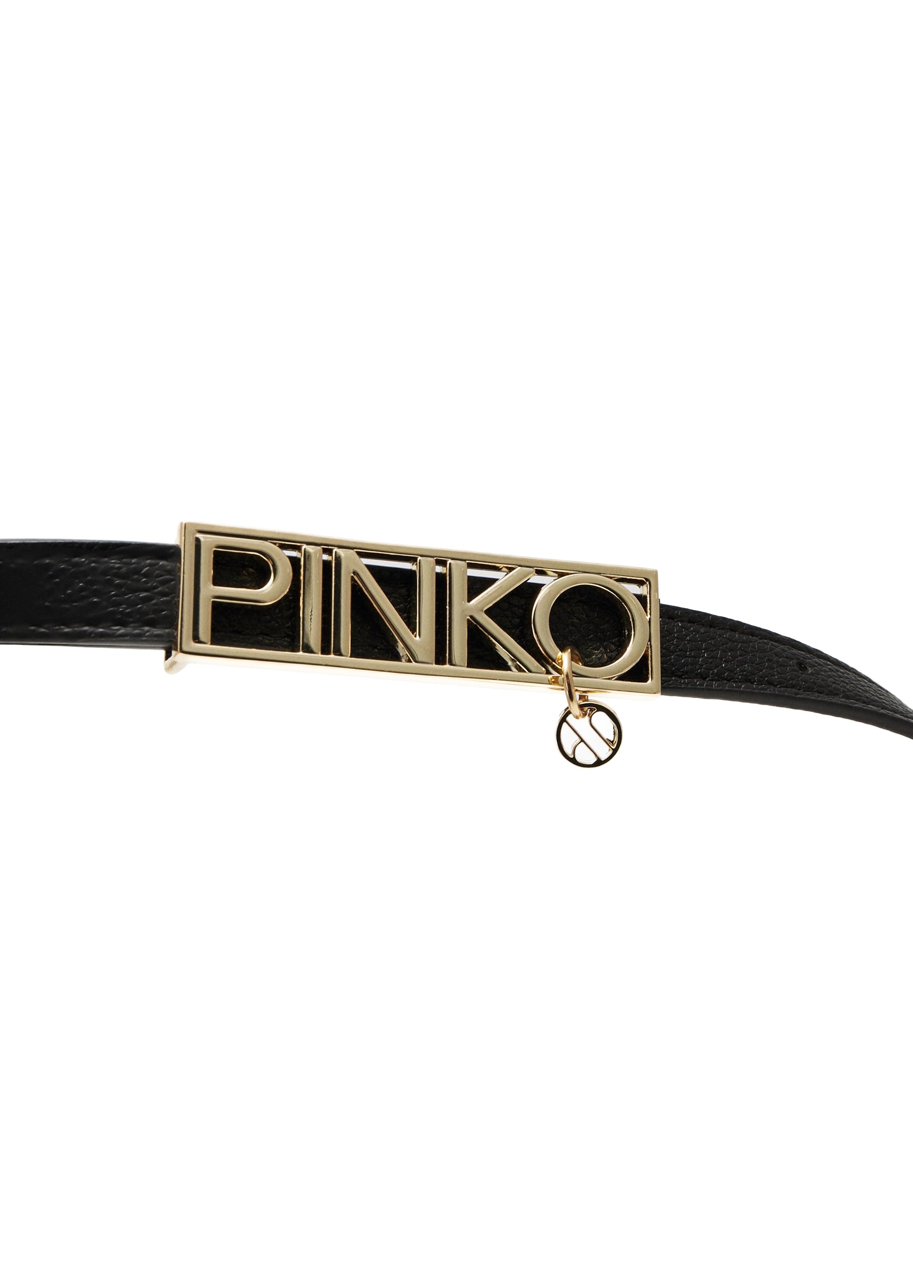 Pinko Kids Cintura Nera con Placca Logo Oro 