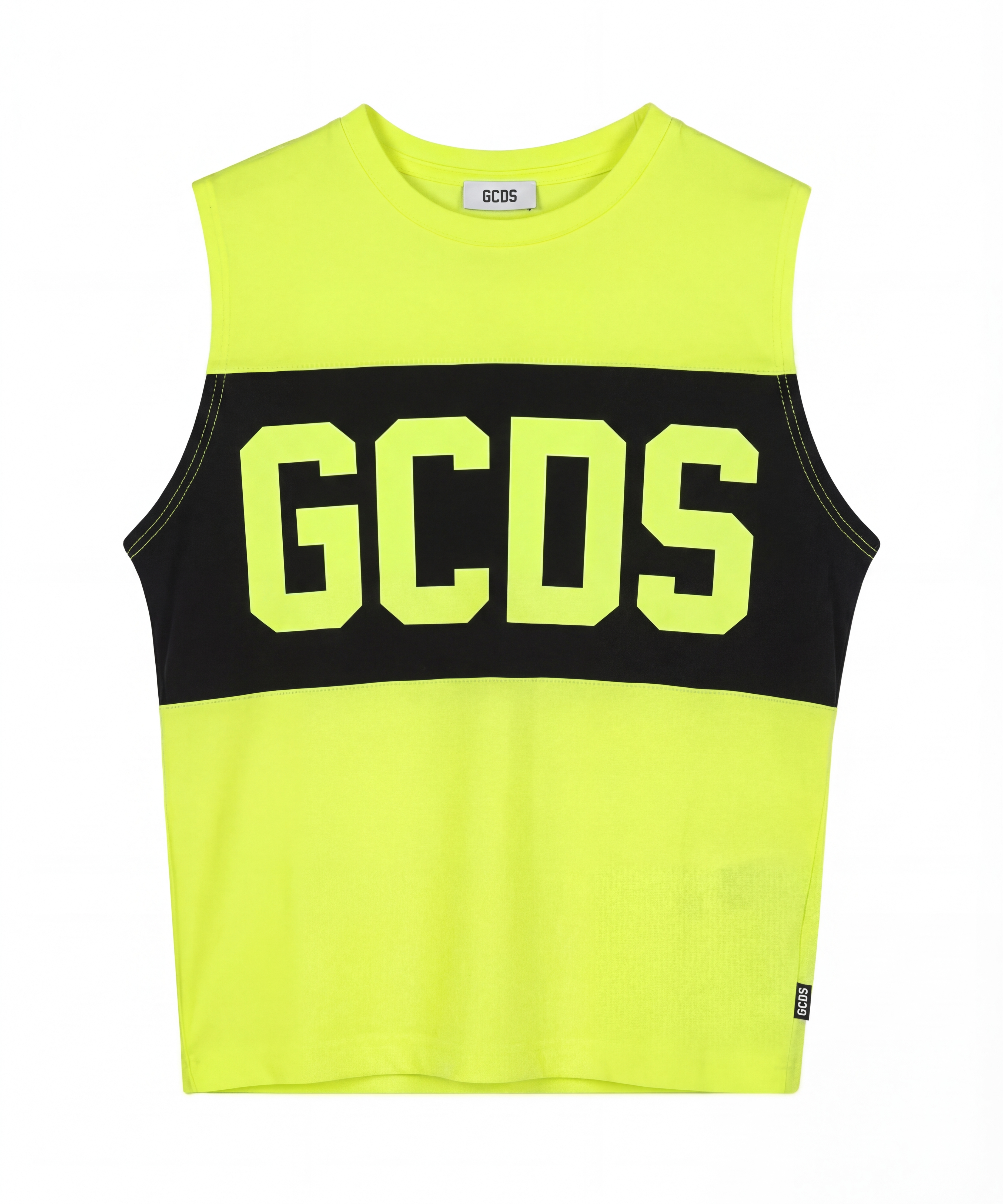 Gcds Kids Canotta Gialla con Banda Nera Logata per Bambini