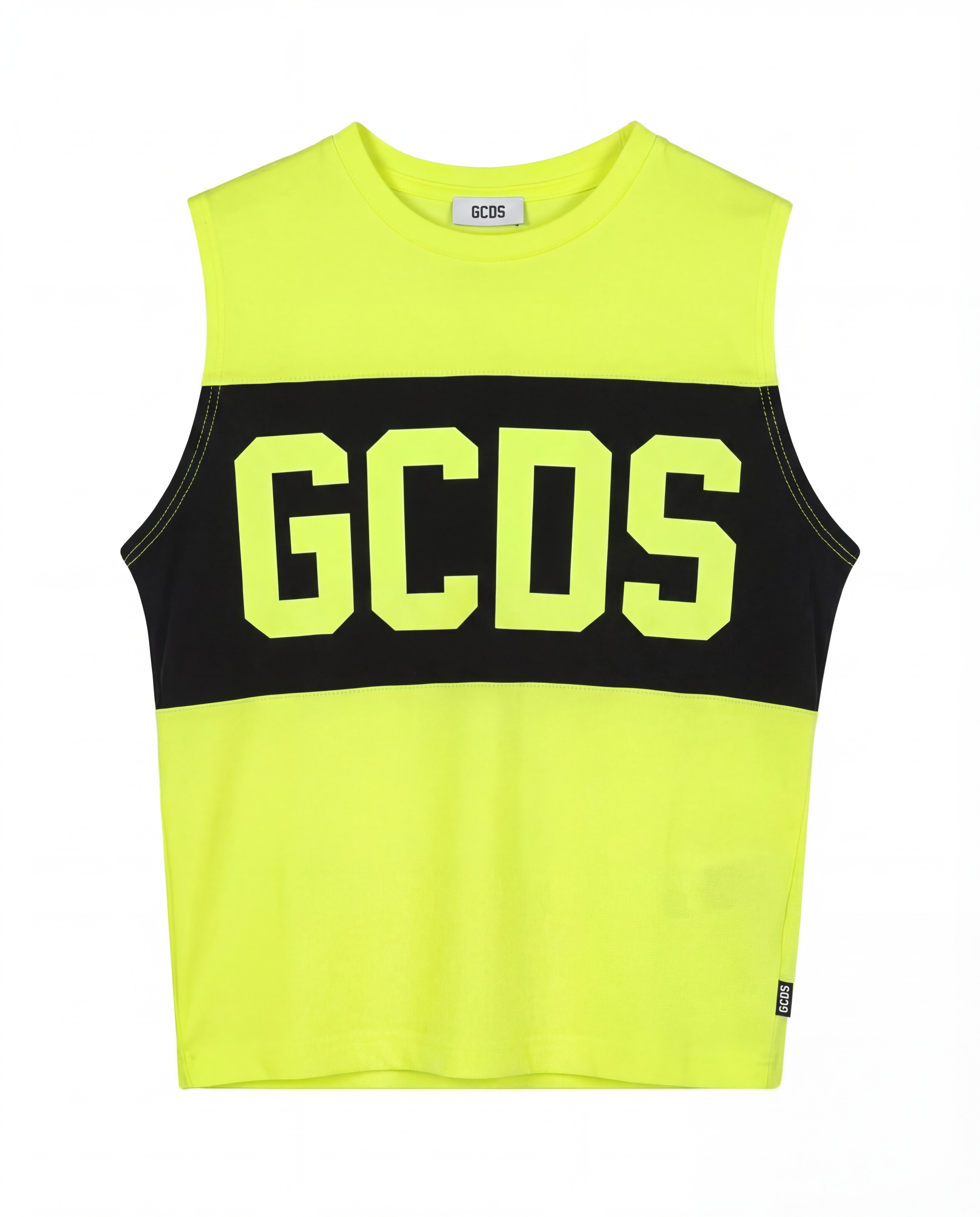 Gcds Kids Canotta Gialla con Banda Nera Logata per Bambini