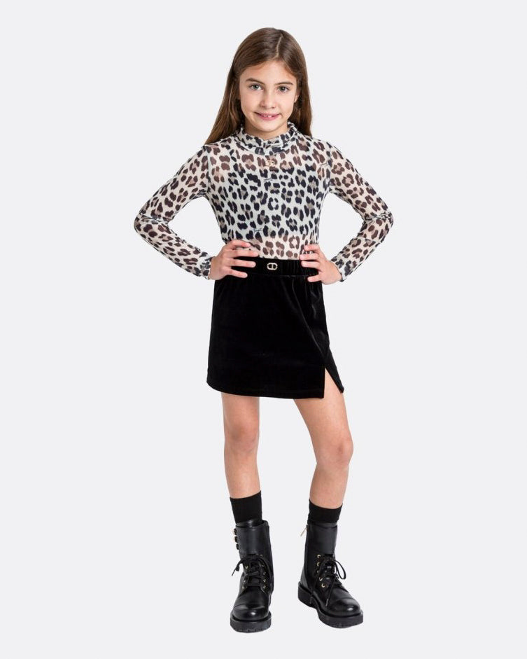 Twinset Kids Lupetto In Tulle Animalier con fascia Twinset per Bambine