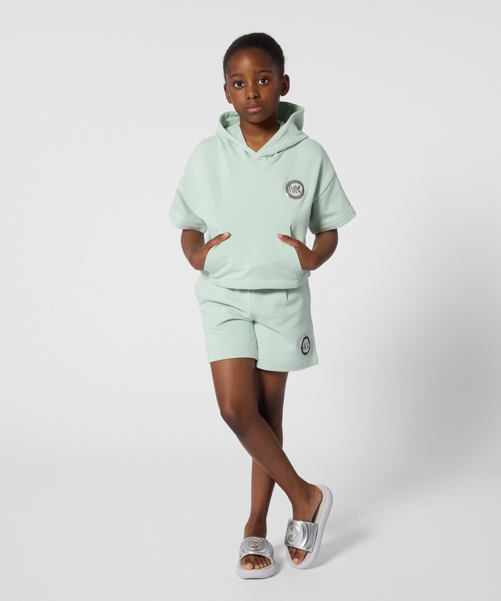 Michael Kors Kids Short Verde Acqua con Logo per Bambine