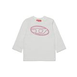 Diesel Kids T-Shirt Bianca Lunghe Maniche con Oval D per Neonate