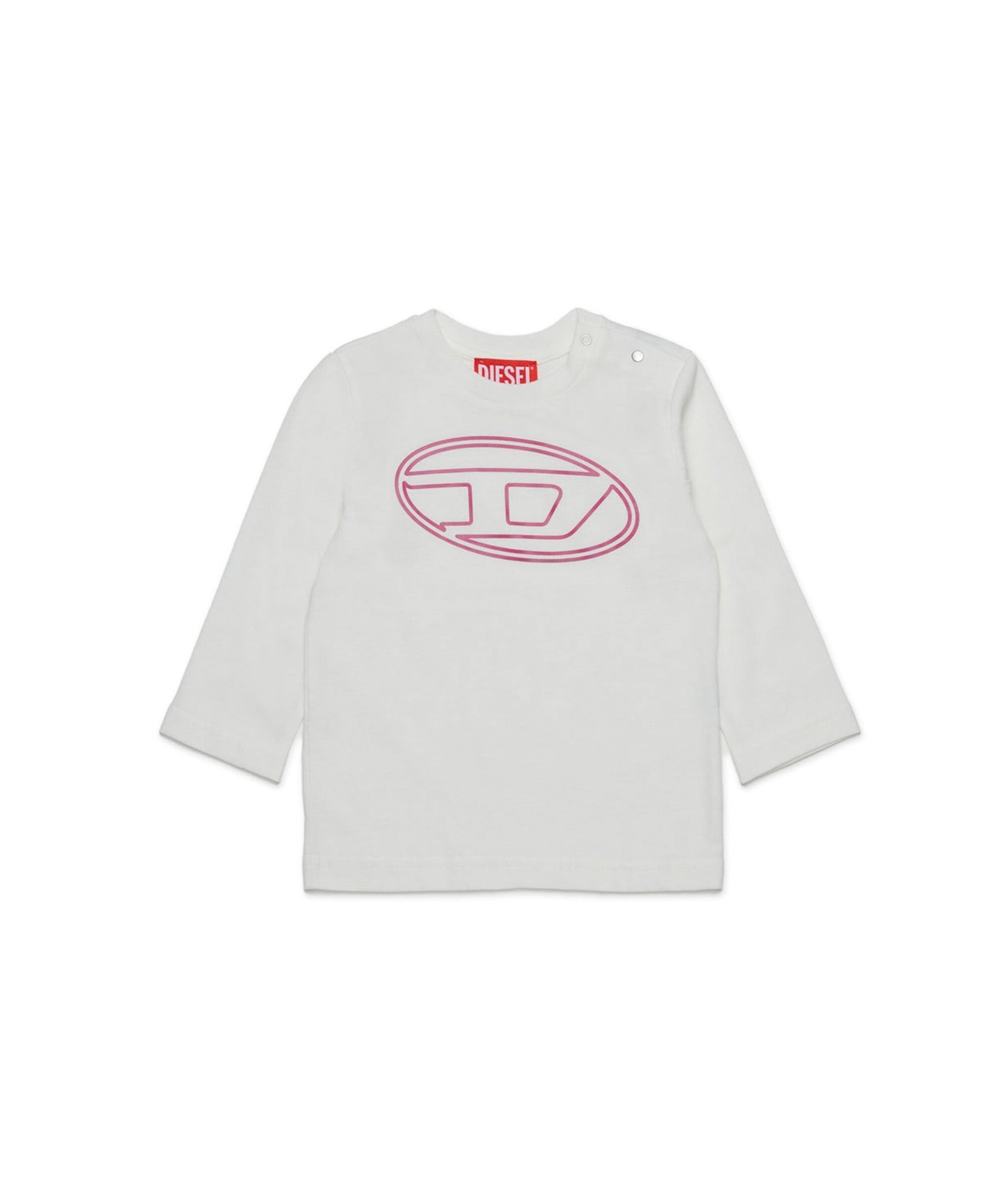 Diesel Kids T-Shirt Bianca Lunghe Maniche con Oval D per Neonate