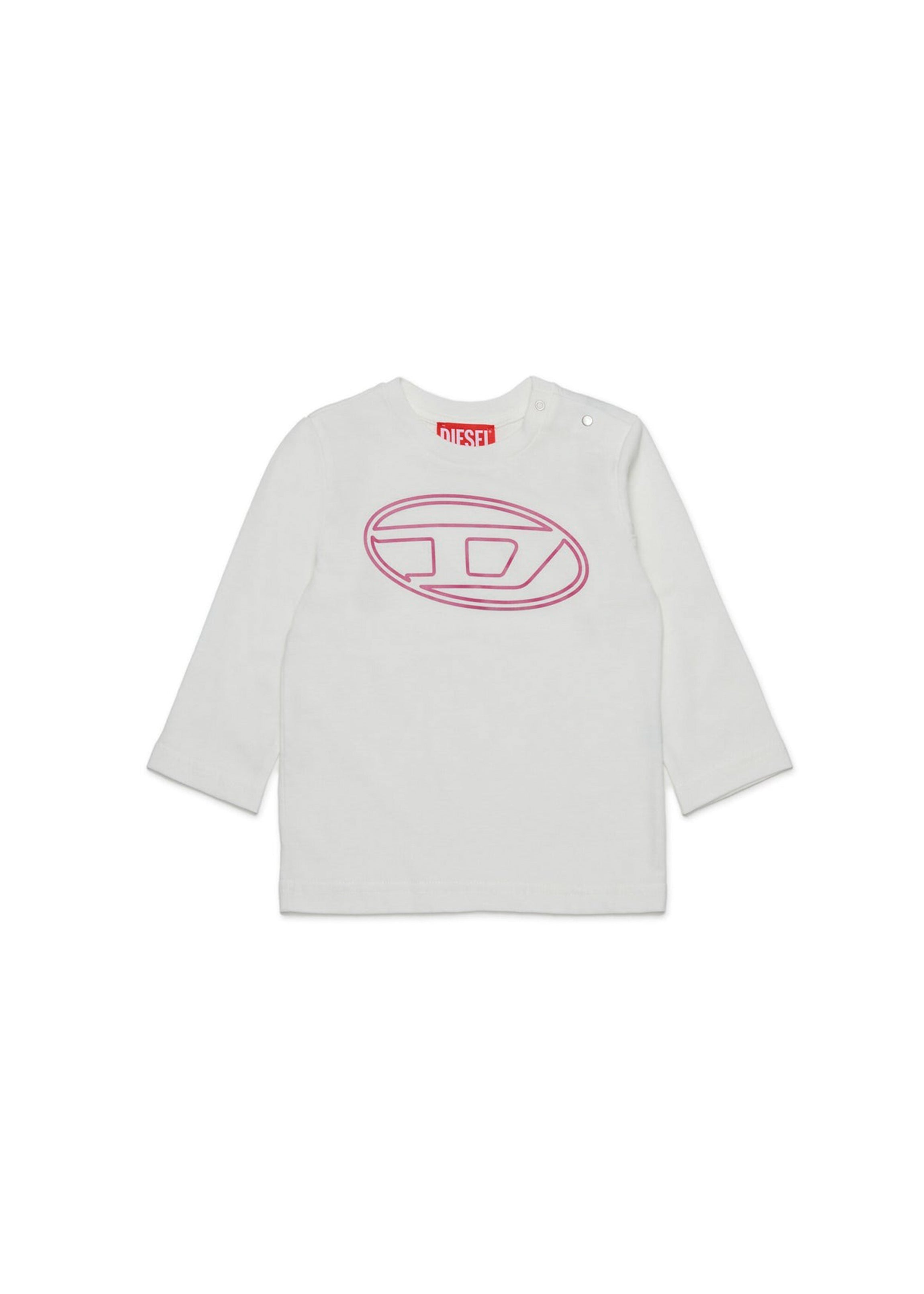 Diesel Kids T-Shirt Bianca Lunghe Maniche con Oval D per Neonate